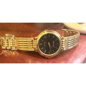 Men's 33mm Gold Tone Da Vanci Watch, Black Face